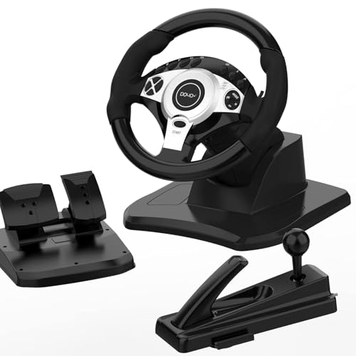 DOYO Gaming Steering Wheel, PC Racing Wheel 270/900° Car Sim Driving Gaming Wheel Dual-Motor Feedback Driving with Paddle Shifters, Gear Lever Bundle for Xbox One, Xbox Series X/S, PS4, PS3, Switch - color: Black-270/900°