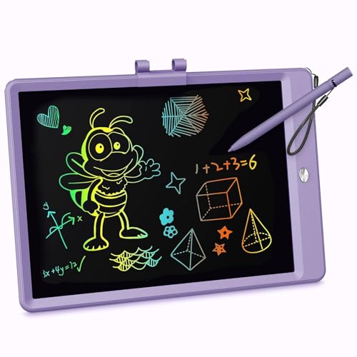 KOKODI LCD Writing Tablet, 10 Inch Colorful Toddler Doodle Board Drawing Tablet, Erasable Reusable Electronic Drawing Pads, Educational and Learning Toy for 3-6 Years Old Boy and Girls(Purple) - color: Purple, size: 10in