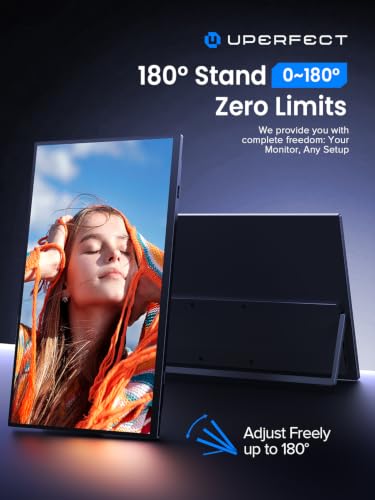 UPERFECT 4K Portable Monitor Touchscreen, 15.6” 125% sRGB Laptop Monitor, 3840 * 2160 UHD, 450 Nits Ultra-Slim Monitor, USB-C & MINI HDM, VESA & Stand, Travel Screen for Computer, PC, Game Consoles - size: 15.6"