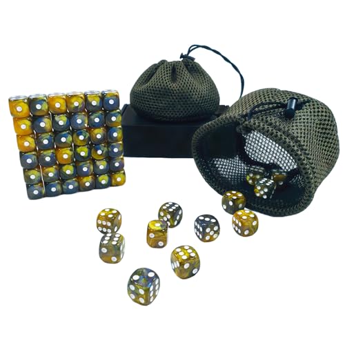 48 Pieces 16mm 6 Sided Standard Pips Acrylic Dice Set, 3 Colour D6 Round Corner, for Board Games Dice Games TCG MTG DND, with 2 Round-Bottom Drawstring Bags and a Cardboard Box