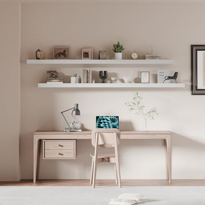 72 inch Long Floating Shelves for Wall,Solid Wood Long Shelves Set of 2,White Wooden Wall Mounted Shelf,Bookshelf Bathroom Shelves (White, 72 Inch) - color: White, size: 72 Inch set of 2