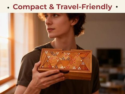 BSIRI Wooden Triangular Dominoes Set Triangle Tile Game Strategy for Adults Classic Domino and Family Board Games Night Travel Dominos Set with Storage Case for Home Table Play - color: Tridominoes