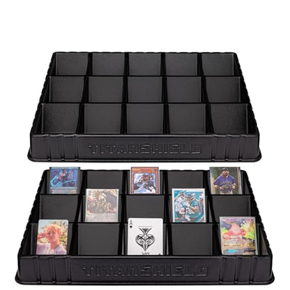 TitanShield Stackable Heavy Duty Card Sorting Tray | Compatible with Pokemon, Baseball, Magic The Gathering MTG, TCG Trading Cards | (Two Trays)