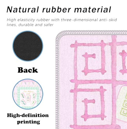 Pink Chinoiserie Mahjong Mat 31.5" x 31.5", Grandmillennial Pastel Pink Non-Slip Noise Reduction Mahjong Table Cover Accessories and Supplies for Dominoes Poker Card Board and Tile Games Gifts - color: Pink Chinoiserie