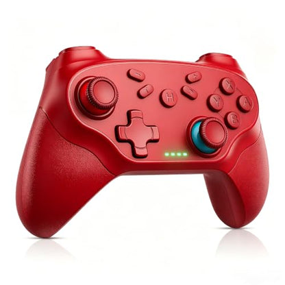 Xexvyrin Wireless Controller for PC， Turbo, Gyro Axis, Dual Vibration(RGB BLACK) (red) - color: Red