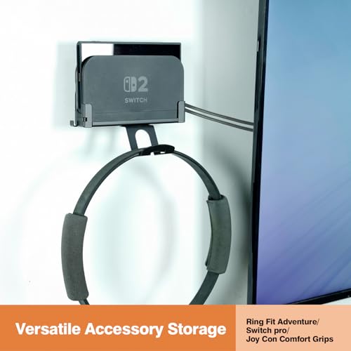 Wall Mount for Switch2 with Controller Holder | All metal ,Easy to install,simple and elegant,Space-Saving Sturdy 2-in-1 Holder