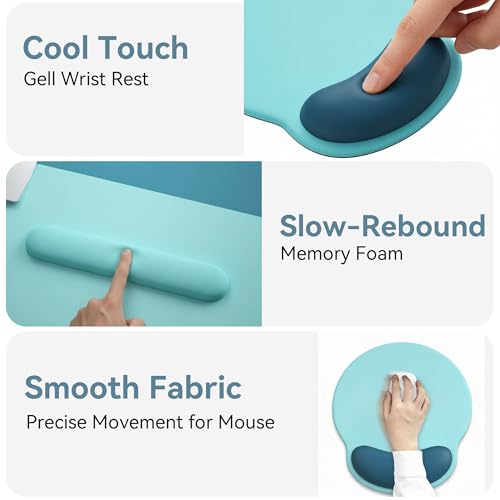 Mouse Pad with Keyboard Wrist Rest,Ergonomic Mouse Pad Wrist Support PU Base with Coaster,Mousepad with Nonslip Base for Computer Laptop Keyboard Home&Office - color: B-Glitter Green