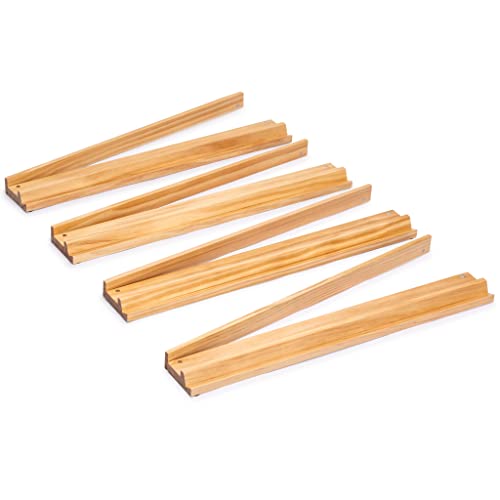 Yellow Mountain Imports 18-Inch Natural Pine Wooden Mahjong Racks with Pushers - Set of 4 (Racks with Pushers Only) - color: Natural Pine