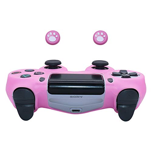 Ralan Silicone Controller Skin Protector for PS4 - Pro Thumb Grip x6, Skull Cap Grip x2 (Camouflage Pink+White Pink) - color: Pink