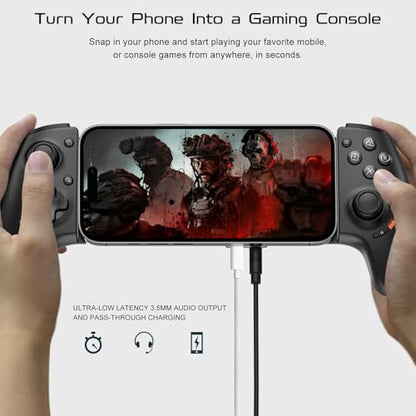Joso USB C Mobile Gaming Controller, Plug & Play with Hall Effect Joystick/Triggers, 2 Back Buttons/3.5mm Audio Jack, for Cloud/PS/Xbox/PC Remote Play, Universal Phone Gamepad - color: Black