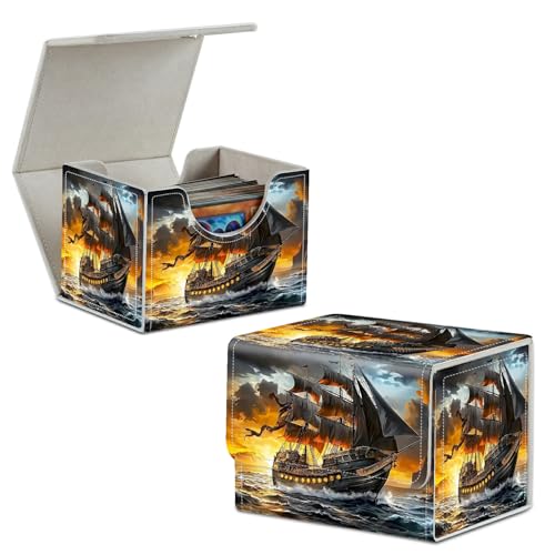 Fantasy Sailing Card Deck Box Trading Cards with Strong Magnet Commander Deck Box Card Storage Box Magic Premium Card Storage Box Case Cover for TCG CCG Magic Cards - color: Fantasy Sailing, size: A Card Deck Box