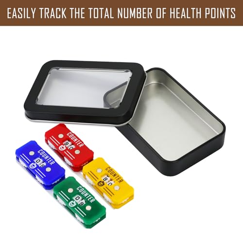 4Pcs MTG Life Counter with Metal Box, Health Tracker Life Counter for MTG Magic Card Games Accessories Tabletop RPG D&D CCG TCG Board Games - color: A Color-4pcs
