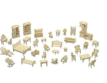 NWFashion 17" Wooden Dream Dollhouse 2 Floors with Furnitures DIY Kits for Christmas Party Dollouse (Gothic Furnitures Sets) - color: Gothic Furnitures Sets