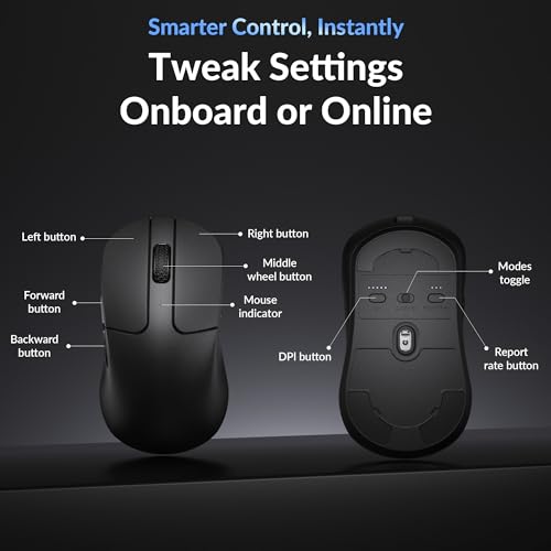 Keychron M3 Mini 8K Wireless Gaming Mouse, 55g Lightweight, PixArt 3950 Sensor, 30K DPI, Bluetooth 5.3/2.4GHz/Wired, Programmable, 140H Battery, for Mac/Windows/Linux - Black - color: Black