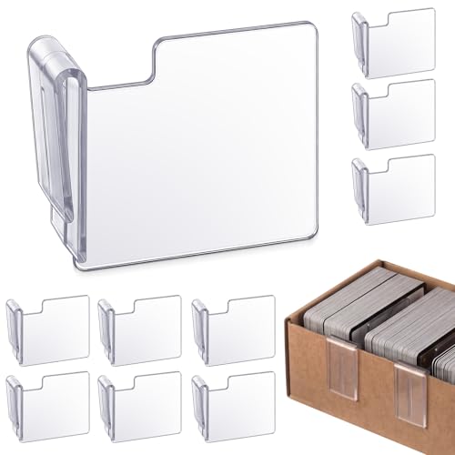Chunful 10 Pcs Transparent Card Box Dividers, ABS Trading Card Dividers Clip Storage Separator clips the cardboard side wall for Sports Baseball Cards Organizer (Max Opening Width:4mm Fits Sigle Wall) - color: Transparent, size: Max Opening Width:4mm Fits