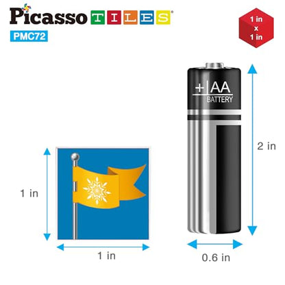 PicassoTiles Magnet Cube Winter Ice Themed Mix and Match Building Block Castle Construction Toy with 7 Magnetic Cubed Character Action Figures STEM Learning Education Sensory Pretend Play Age 3+ PMC72 - color: Winter Ice Themed