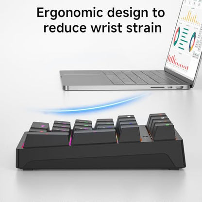 Wireless Numeric Keyboard | Mechanical Number Pad with RGB LED Backlit Wireless 2.4G/Bluetooth 5.0/Wired USB-C Rechargeable Numeric Keypad for Win/Mac - color: Black