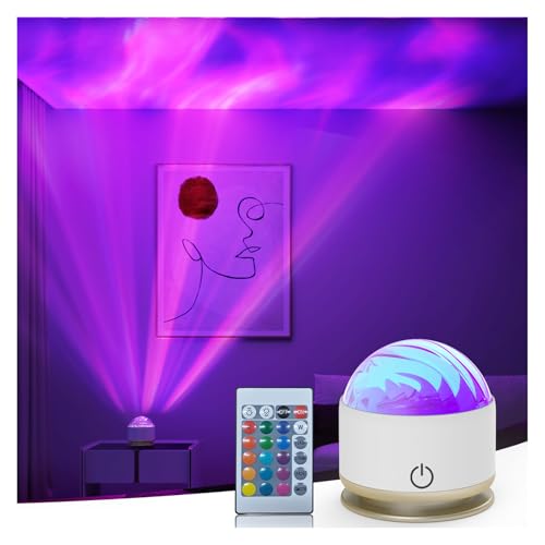 HUMIIEYE Northern Light Projector, Battery Operated Aurora Night Light, 16 Colors Galaxy Lamp Ocean Wave Ceiling Projector Mood Ambient Lighting for Bedroom Party Adults Kids Room Toddler Girl Gift - color: Varicolor
