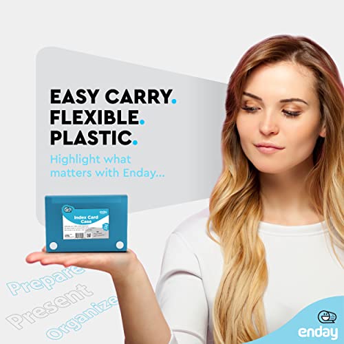 Enday Index Card Holder 3x5, Blue Index Card Case with 5 Tab Dividers, Index Card Organizer, Flash Card Holder, Holds 100 Cards, 4 Pack - color: BLUE, size: 4