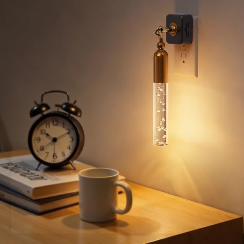 L LOHAS LED Night Lights Plug into Wall, Dimmable Night Light 0-100LM, Rotating Night Lights with Light Sensor, 3000K Soft Light, LED Acrylic Bubble Nightlight Plug in for Bathroom Hallway, 1 Pack - color: Bubble-3000K, size: 1 Pack