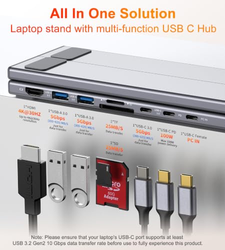 USB C Laptop Docking Station Stand, 8 in 1 Hub 4K HDMI, Dock Stand | Laptop Dock Stand with 4K@60Hz, 2*USB A 3.0, PD 100W, USB-C Data, SD&TF, Dock Station Compatible with Acer/Dell XPS/HP/Mac - style: M57 8 in 1
