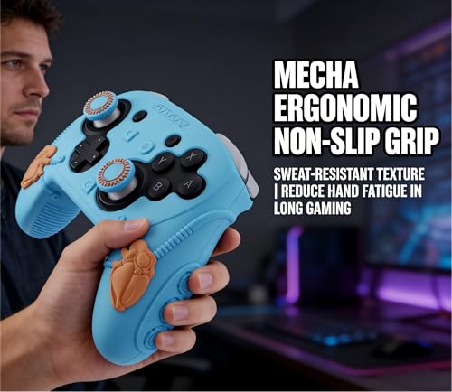 Steelheart Mecha Controller Cover, Non-Slip Soft Silicone Skin for Nintendo Switch 2 Pro, with Thumb Grips (Coastal Blue) - color: Coastal Blue