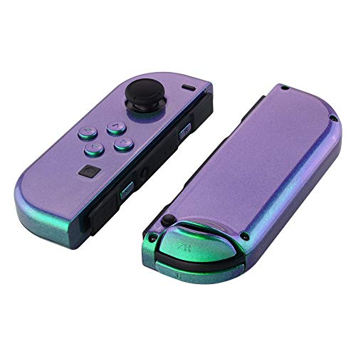 eXtremeRate DIY Replacement Shell Buttons for Nintendo Switch & Switch OLED, Chameleon Green PurpleCustom Housing Case with Full Set Button for Joycon Handheld Controller - Console Shell NOT Included - color: Chameleon Green Purple
