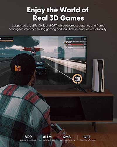 Highwings Long 8K HDMI Cable 25FT 48Gbps, 2.1 High Speed Gaming Cord | 4K@120Hz 8K@60Hz RTX 3090 eARC 3D, Heavy Duty, Braided, Compatible for PS5, UHD TV and Blu-ray Player - size: 25 feet