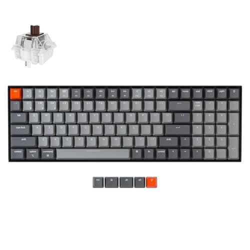 Keychron K4 96% Layout 100 Keys Wireless Bluetooth 5.1/Wired USB Mechanical Gaming Keyboard with Keychron Super Brown Switch White LED Backlight N-Key Rollover for Mac Windows PC-Version 2 - color: Keychron Super Brown Switch, size: Version 2