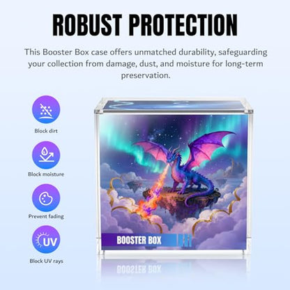 Mcbazel Acrylic Display Case Protector for PKMN Booster Box, 5mm Thick Clear Magnetic Case Holder with UV Protection Compatible with PKMN Booster Boxes (Not for Japanese Booster Boxes)