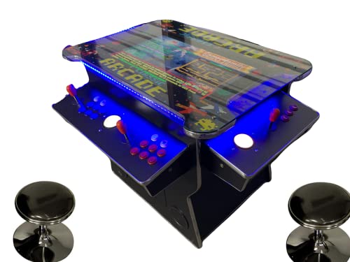 Full Size Commercial Grade Cocktail Arcade Machine 4500 Games Lift Up/Tilt Screen 26.5 Screen Tempered Glass 2 Stools Included 5 Year Warranty Black