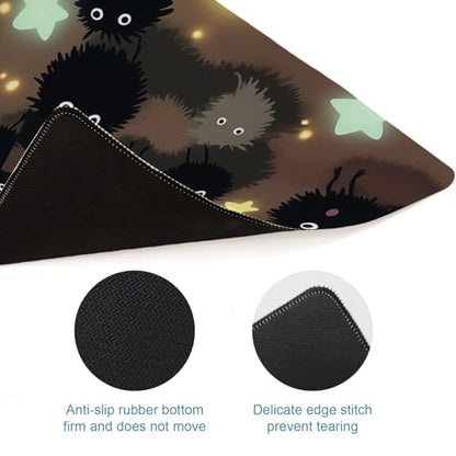Gaming Mouse Pad, Large Mousepad XL Extended, Desk Mat, Computer Keyboard Mat, Non-Slip Stitched Edges Rubber Base, Home&Office, 31.5x11.8in, Japanese Anime Cute Black Dust Fairy Design - color: Dust Fairy
