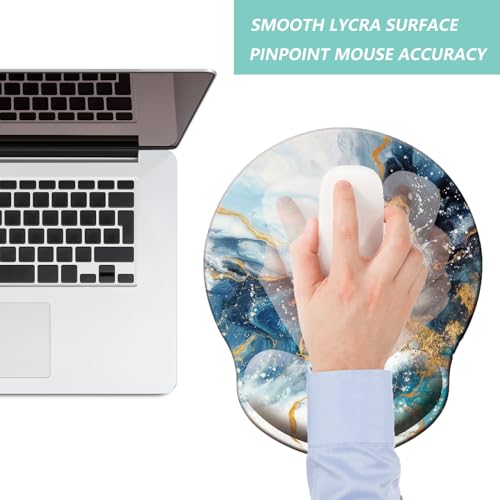 Mouse Pad with Wrist Support, Ergonomic Mouse Pad with Memory Foam Wrist Rest Cushion, Non-Slip Rubber Base Gaming Mice Pad for Home Office Computer Laptop, Green Golden Marble - color: Green golden marble