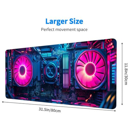 Cyberpunk Mouse Pad Neon Technology Exquisite XL Mouse Pad Large Mousepad Extended Laptop Keyboard Mat Gaming Desk Pad Mouse Mat Fits Home Desk, Office Table, or Study Room 31.5x11.8 Inch - color: Neon, size: 31.5L x 11.8W inches