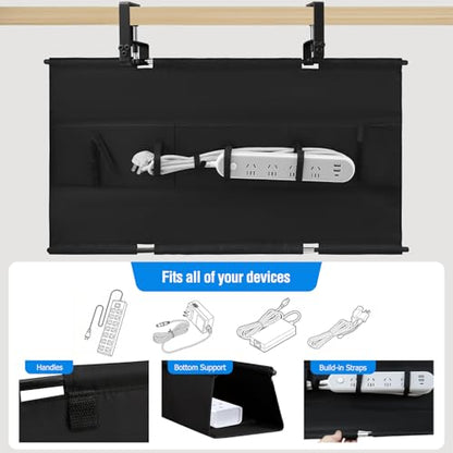 Under Desk Cable Management Tray, 36-Inch Heavy Duty No-Drill Clamp & Screw Mount Cord Organizer, Holds Power Strip & Large Adapters for Home Office, Gaming Desk, Study Room - size: 36"L x 5.5"W