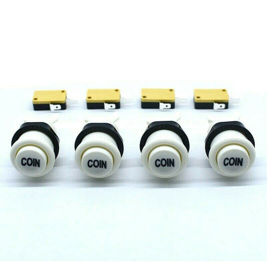 Arcity 4 Pcs/Lot Arcade Game Start Coin Push Button 1P 2P Player Pause Power EXIT Credit Type American Style with Microswitch Jamma MAME Machine Console DIY Parts Red White - color: Coincoincoincoin