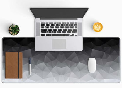 White Grey Geometric Extended Big Mouse Pad Large,XL Gaming Mouse Pad Desk Pad,31.5x11.8inch Long Computer Keyboard Mouse Mat Mousepad with 3mm Non-Slip Base and Stitched Edge for Home Office Work - color: White Grey Geometric