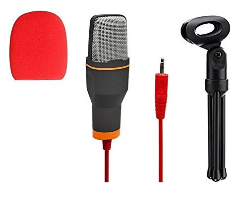 ELINKA Computer Microphone,Condenser Microphone,3.5MM Plug and Play Omnidirectional Mic with Desktop Stand for Gaming,YouTube Video,Recording Podcast,Studio,for PC,Laptop,Tablet,Phone