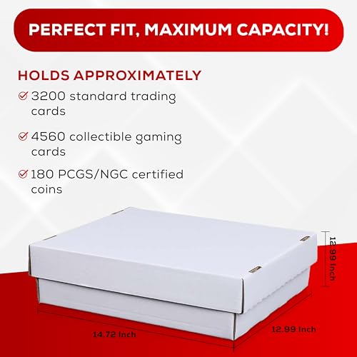 Collector's First Pick Premium 3200 Count Storage Box 4 Row Monster - 200 Pound Test Strength - Trading Card Cardboard Box For Football, Basketball, Baseball & Gaming Cards - 1 Box - MADE IN THE USA