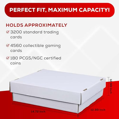 Collector's First Pick Premium 3200 Count Storage Box 4 Row Monster - 200 Pound Test Strength - Trading Card Cardboard Box For Football, Basketball, Baseball & Gaming Cards - 1 Box - MADE IN THE USA