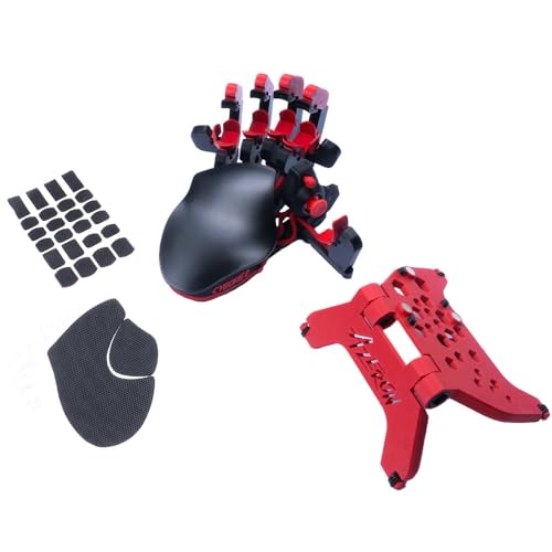 AZERON Cyborg ll Keypad Bundle – Programmable One Handed Gaming Keyboard for PC, Hall effect Joystick and 30 Programmable Keys, Magnetic stand and Grip tapes included (Red, Cyborg ll Bundle) - color: Red, size: Cyborg II Bundle