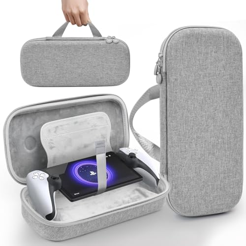 OZZYA Carrying Case for PS Portal Remote Player, Tailored Case for PS Portal with Accessory Storage Mesh, Protects Thumb Grips from Squeezing, Hard Shell Travel Carrying, Grey - color: Grey