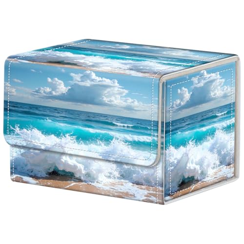Ocean Wave Deck Box for MTG Commander | Holds 100+ Double-Sleeved Cards | Strong Magnetic TCG Card Case for Collectible Games - color: Ocean Wave