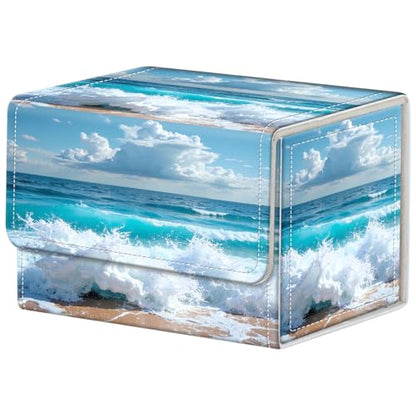 Ocean Wave Deck Box for MTG Commander | Holds 100+ Double-Sleeved Cards | Strong Magnetic TCG Card Case for Collectible Games - color: Ocean Wave