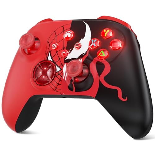 Dinosoo RGB Wireless Controller for Xbox Series X|S One & PC, with, Bluetooth, Turbo, Macro, 4 Vibration Motors, 3.5mm Audio Jack - color: Red