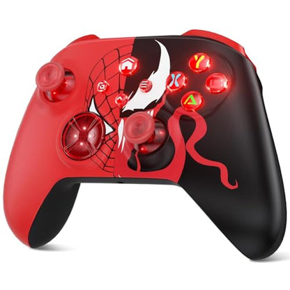Dinosoo RGB Wireless Controller for Xbox Series X|S One & PC, with, Bluetooth, Turbo, Macro, 4 Vibration Motors, 3.5mm Audio Jack - color: Red