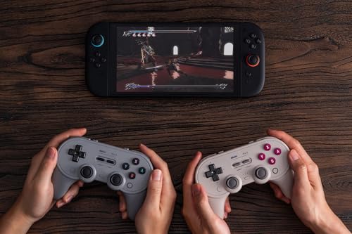 Nargos 8BitDo Pro 3 Bluetooth Gamepad, Compatible with Switch 1/2, PC, Apple, SteamOS, Android, TMR Joysticks, Hall Effect Triggers, Magnetic Buttons (Gray) - color: Gray