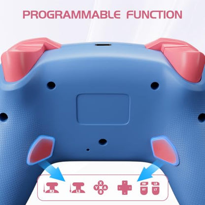 Wireless Switch Controller for Switch/Switch 2/OLED/Lite/PC, 2 Pack Switch Pro Controllers with 2.4G Dongle, Hall Effect Joysticks & Triggers, Dual Rumble, Turbo & 2 Macro Back Buttons(Blue+Lake Blue) - color: Blue+Lake Blue