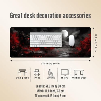 Extended Gaming Mouse Pad, Large Mouse Mat 3 mm Nature Rubber Base Mousepad with Stitched Edges, Non-Slip Desk Mat for Office Home Great Gift 31.5x11.8 Inch (Dark Canyon 3) - color: Dark Canyon 3