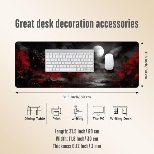 Extended Gaming Mouse Pad, Large Mouse Mat 3 mm Nature Rubber Base Mousepad with Stitched Edges, Non-Slip Desk Mat for Office Home Great Gift 31.5x11.8 Inch (Dark Canyon 4) - color: Dark Canyon 4